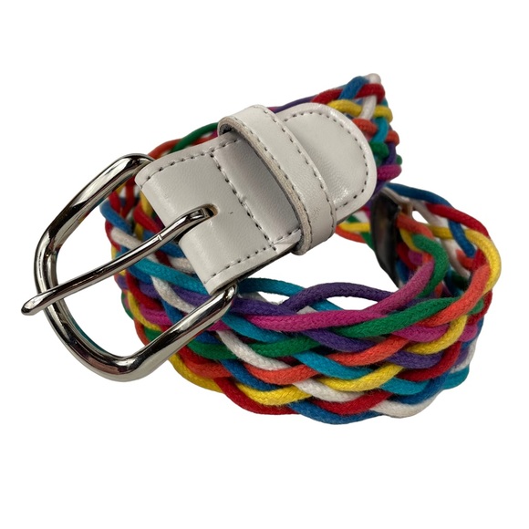 Vintage Rainbow Braided Pride USA Made Belt With Buckle Medium Large M/L LGBTQ+ - Picture 11 of 12